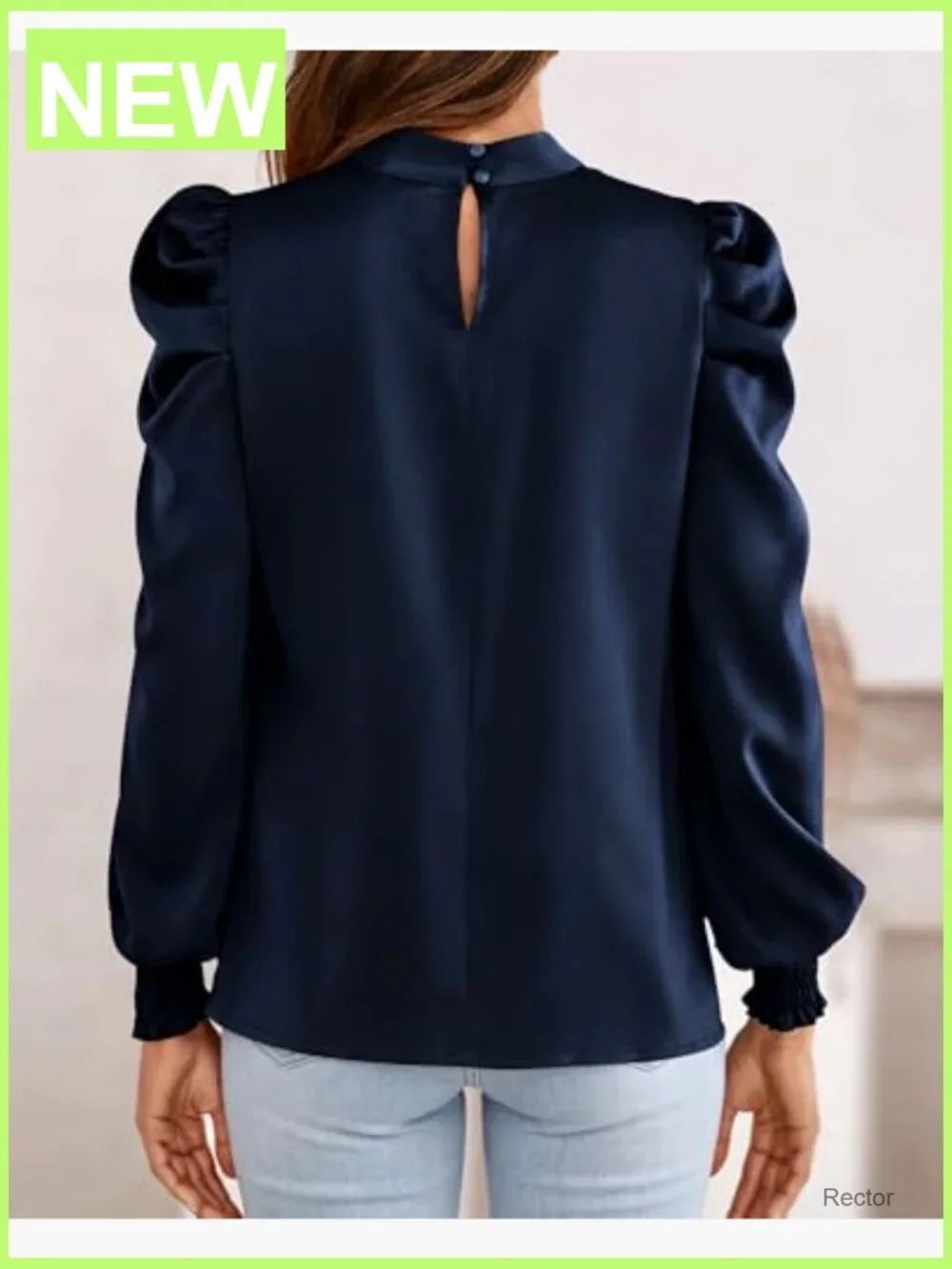 Mock Neck Long Sleeve Blouse Women Dressy Casual Work Tops Satin Shirt - Picture 3 of 7